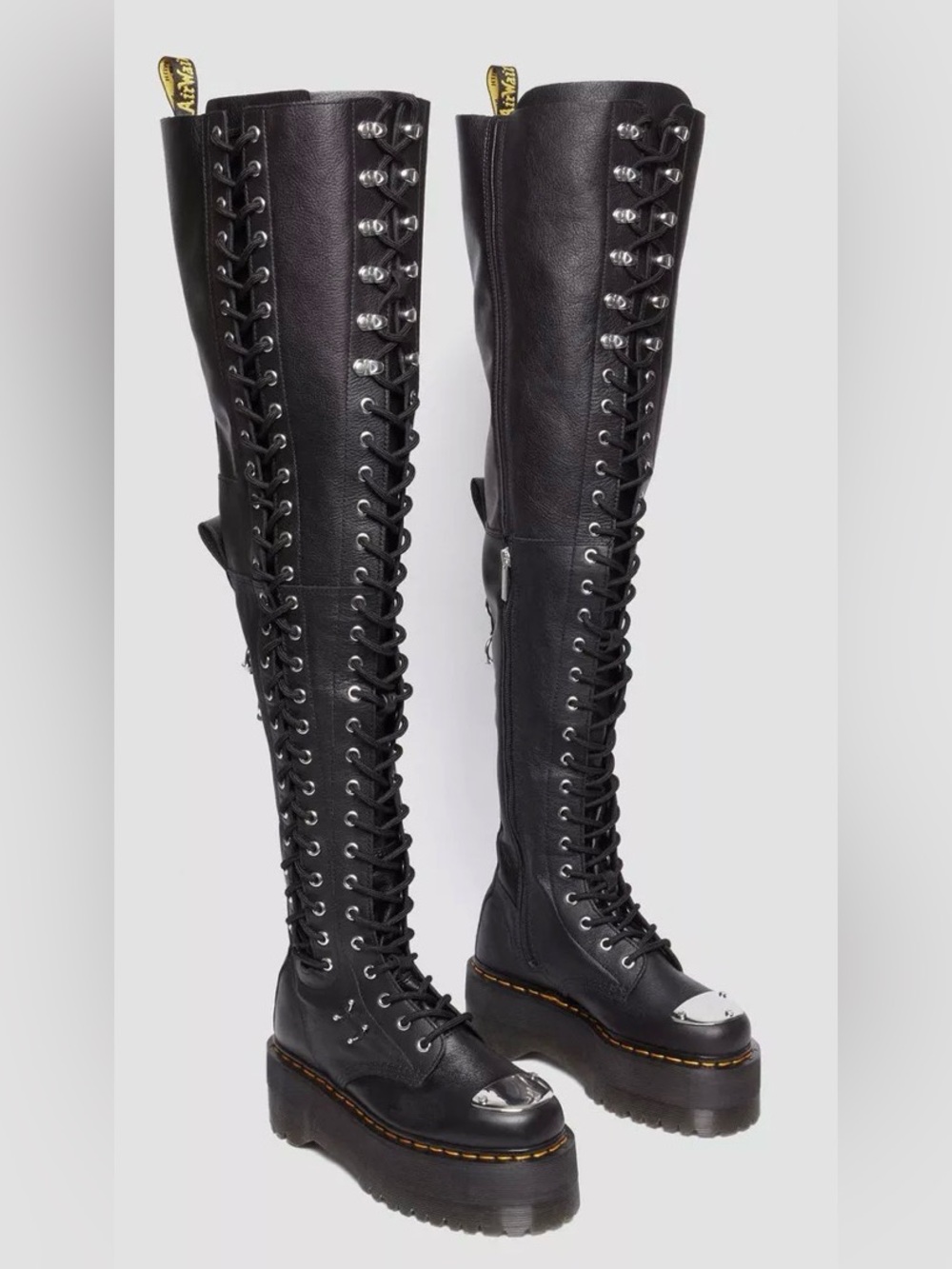 NWOB Dr Martens 28-EYE XTRM MAX VIRGINIA LEATHER KNEE HIGH PLATFORM BOOTS Size 6